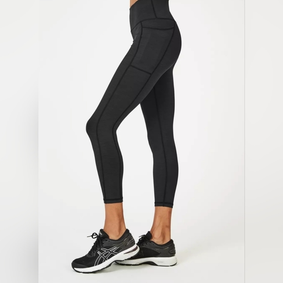 Sweaty Betty Super Sulpt High-Waisted 7/8 Yoga Leggings in Black Marl - Picture 1 of 7